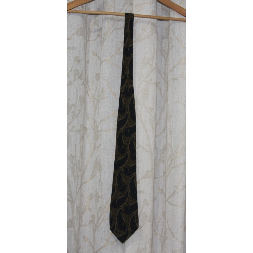 Giorgio Armani Made In‎ Italy 100% Pure Silk neutral Green/Blue Printed Tie